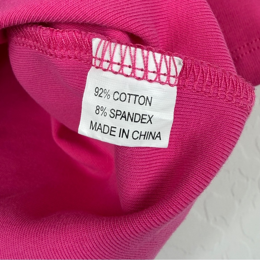 Pink Scoop Neck Crop Top Short Sleeve Cotton Spandex Tee Womens Large - Picture 3 of 7
